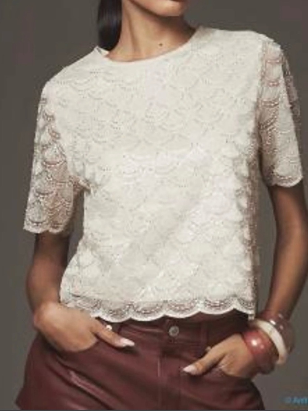 Beaded cream colored blouse